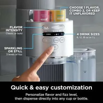 Ninja Thirsti Max Custom Hydration System, Soda Maker, Sparkling Water Maker, Custom Still & Sparkling Drinks, Compact Design, With 60L CO₂ Cylinder & Flavored Water Drops, Silver WC2002
