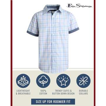 Ben Sherman Boys' Stylish Button Down Shirt for Ages 8-18
