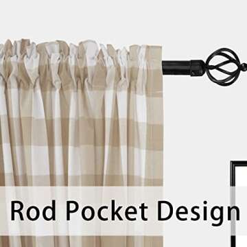 UPOPO Buffalo Check Curtains Plaid Gingham Farmhouse Window Curtain Panels Living Room Bedroom