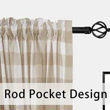 UPOPO Buffalo Check Curtains Plaid Gingham Farmhouse Window Curtain Panels Living Room Bedroom