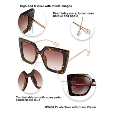 FEISEDY Trendy Oversized Square Sunglasses with UV400
