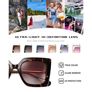 FEISEDY Trendy Oversized Square Sunglasses with UV400