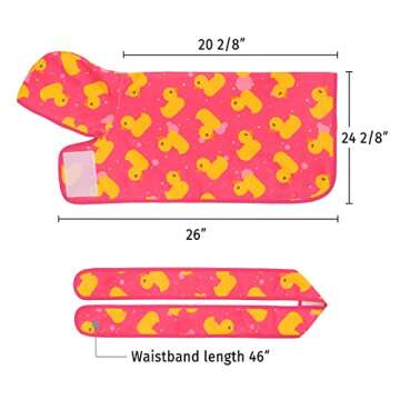 HDE Dog Bathrobe Super Absorbent Quick Drying Towel with Hood for All Dog Breeds Sizes S-XXL - Pink Rubber Ducks - M