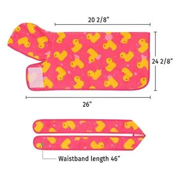 HDE Dog Bathrobe Super Absorbent Quick Drying Towel with Hood for All Dog Breeds Sizes S-XXL - Pink Rubber Ducks - M
