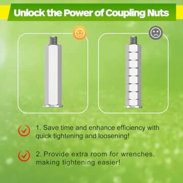 UPVONT Hex Coupling Nuts, Rod Coupling Nuts 1/4"-20 UNC, 1-3/4" Length (30 PCS), Ideal for Threaded Rods & Studs, 1.75-Inch Length with Zinc Plating (30 PCS)