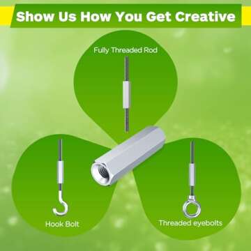 UPVONT Hex Coupling Nuts, Rod Coupling Nuts 1/4"-20 UNC, 1-3/4" Length (30 PCS), Ideal for Threaded Rods & Studs, 1.75-Inch Length with Zinc Plating (30 PCS)