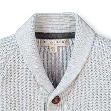 Hope & Henry Boys' Long Sleeve Shawl Collar Sweater Cardigan