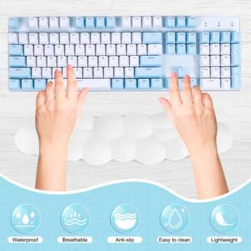 Leolee Keyboard Cloud Wrist Rest, White Cloud Wrist Rest with Leather Surface Memory Foam Non-Slip B...