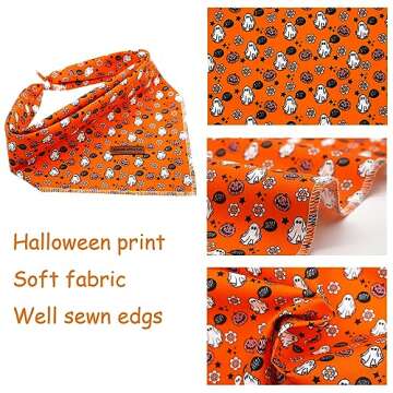 Elegant little tail Fall Dog Bandana, 1PC Girl Boy Dog Bandanas Halloween Bib Scarf Soft Washable Sq...