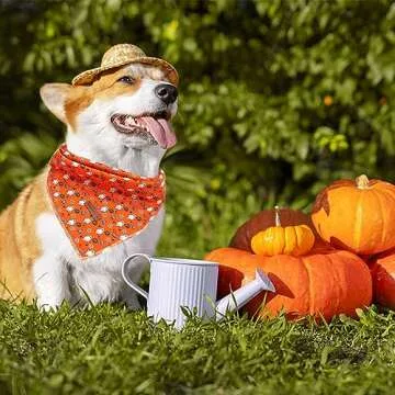 Elegant little tail Fall Dog Bandana, 1PC Girl Boy Dog Bandanas Halloween Bib Scarf Soft Washable Square Dog Scarf Adjustable Dog Kerchief for Small Medium Large Dogs