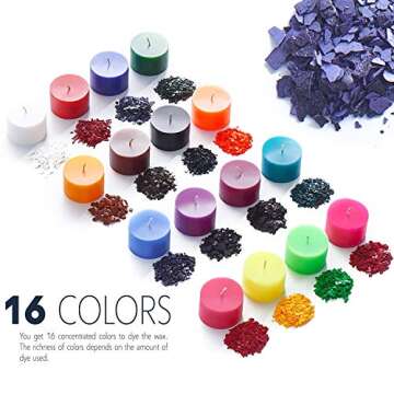 Candle Dyes for Soy Candle Making - Wax Сolor Dye Color Chips for Soy Wax - 16 Popular Colors Wax D...