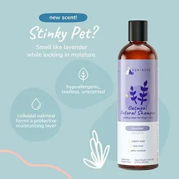 kin+kind Oatmeal Shampoo Lavender for Dogs & Cats Natural Dog Shampoo for Itchy & Sensitive Skin wit...