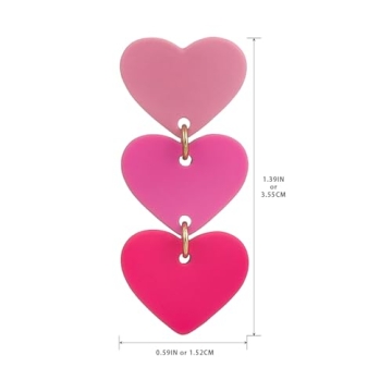 Cute Pink Heart Trio Earrings for Women | Great Gifts