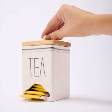 Elegant Mud Pie Bistro Tea Bag Caddy and Spoon Set