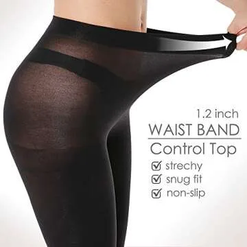 G&Y 2 Pairs Semi Opaque Tights for Women - 40D Microfiber Control Top Pantyhose(S, Black & Burgandy)