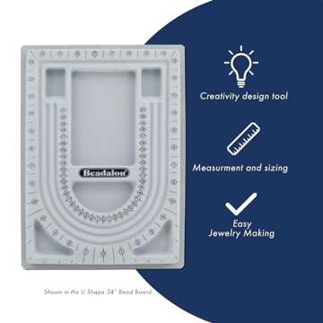 Beadalon 34 Inch U Shape Bead Board - Necklace Designing Tool, Bead Tray with Flocked Surface, Perfe...