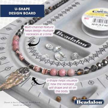 Beadalon 34 Inch U Shape Bead Board - Necklace Designing Tool, Bead Tray with Flocked Surface, Perfect Jewelry Making Supplies for Beading & Jewelry Making for Jewelry Designers