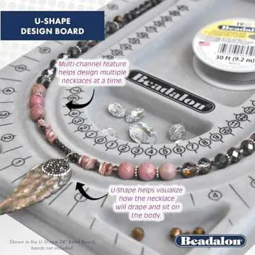 Beadalon 34 Inch U Shape Bead Board - Necklace Designing Tool, Bead Tray with Flocked Surface, Perfect Jewelry Making Supplies for Beading & Jewelry Making for Jewelry Designers