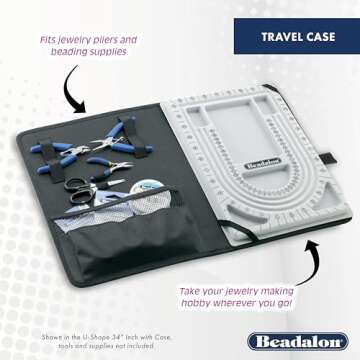 Beadalon 34 Inch U Shape Bead Board - Necklace Designing Tool, Bead Tray with Flocked Surface, Perfect Jewelry Making Supplies for Beading & Jewelry Making for Jewelry Designers