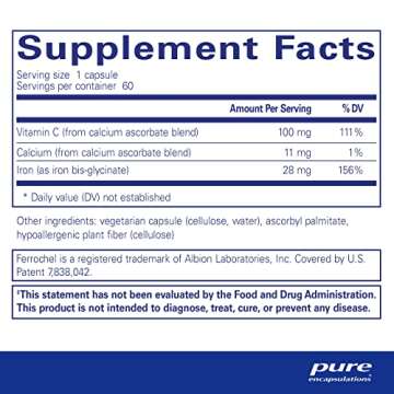 Pure Encapsulations OptiFerin-C - for Red Blood Cells & Energy - Iron Absorption Support - Energy Su...