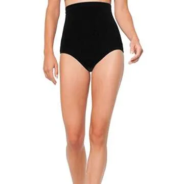 Anne Cole Women's Color Blast Solids Super High Waist Shape Control Bikini Bottom, Black, Medium