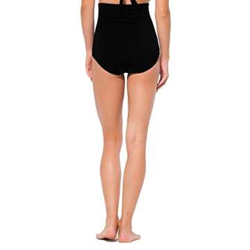 Anne Cole Women's Color Blast Solids Super High Waist Shape Control Bikini Bottom, Black, Medium