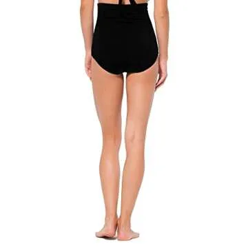 Anne Cole Women's Color Blast Solids Super High Waist Shape Control Bikini Bottom, Black, Medium