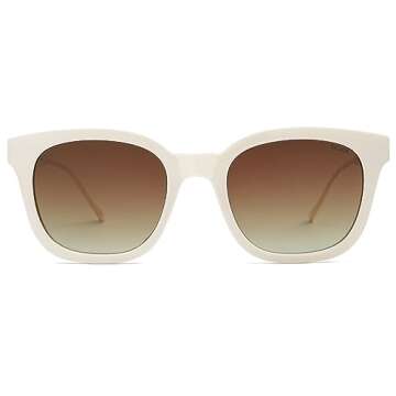 SOJOS Classic Square Polarized Sunglasses Womens Mens Retro Trendy UV400 Sunnies SJ2050, Cream/Gradient Brown