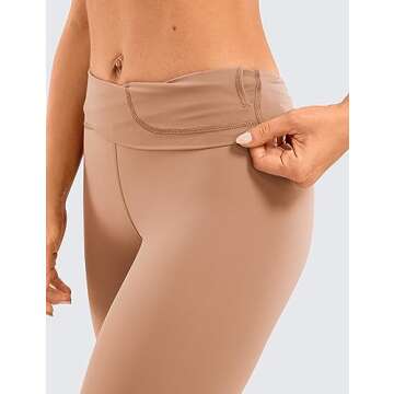 CRZ YOGA High Waisted Workout Leggings - 25 Inches Yoga Athletic Soft Naked Feeling Pants for Women Mocha Mousse Small