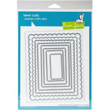 LAWN FAWN Scalloped Rectangle Lawn Cuts Custom Craft Stackables Dies
