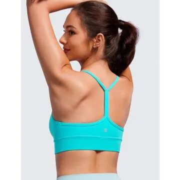 CRZ YOGA Butterluxe Womens Y-Back Racerback Sports Bra - Spaghetti Straps Wireless Scoop Neck Athlet...