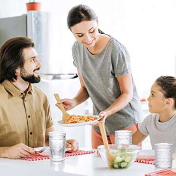 6 Pieces Glass Mugs Vintage Drinking Glasses Embossed Clear Glasses Mugs Juice Water Cocktail Stackable Glass Coffee Cups for Tea Beverage, Dessert, Cereal, Yogurt Glassware Decor