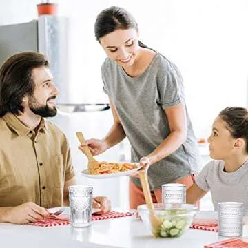 6 Pieces Glass Mugs Vintage Drinking Glasses Embossed Clear Glasses Mugs Juice Water Cocktail Stackable Glass Coffee Cups for Tea Beverage, Dessert, Cereal, Yogurt Glassware Decor