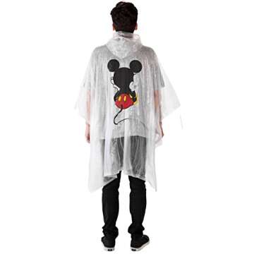 Disney Mickey Mouse Rain Poncho Hoodie Print Unisex Adult (Mickey Front & Back)