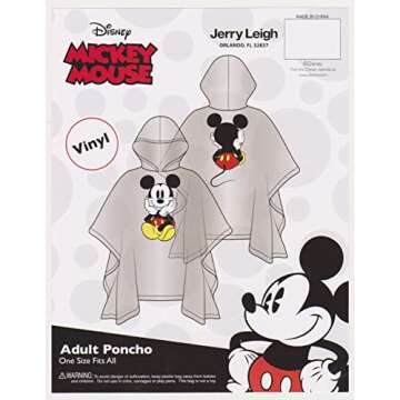 Disney Mickey Mouse Rain Poncho Hoodie Print Unisex Adult (Mickey Front & Back)