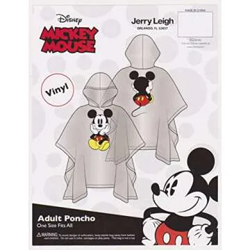 Disney Mickey Mouse Rain Poncho Hoodie Print Unisex Adult (Mickey Front & Back)