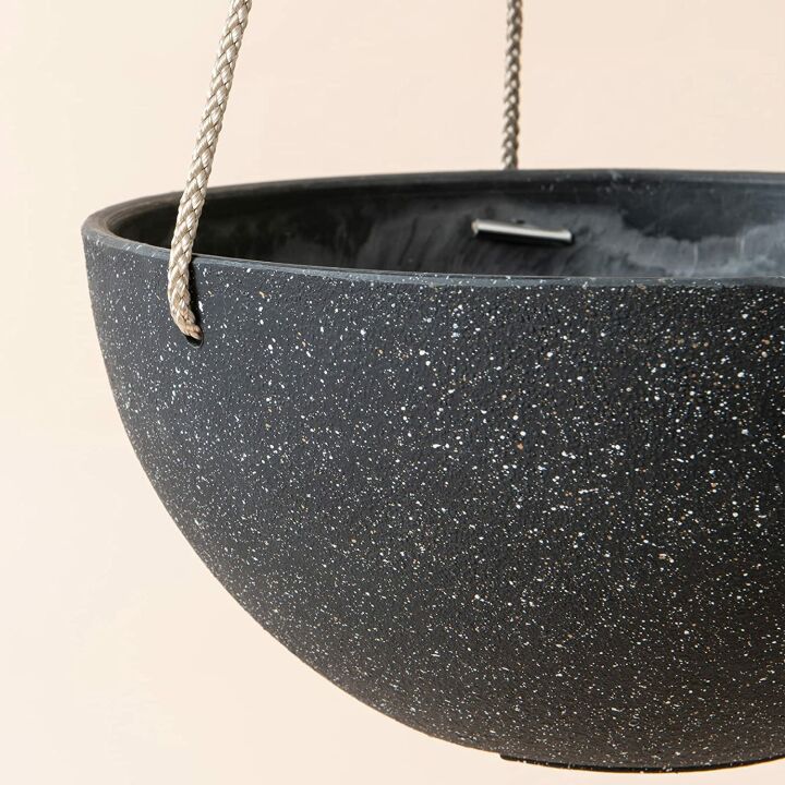 Hanging Planters - 10 Inch Black Pots - Set of 2