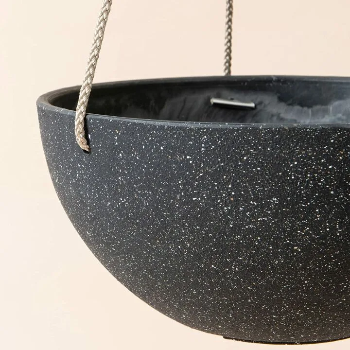 Hanging Planters - 10 Inch Black Pots - Set of 2