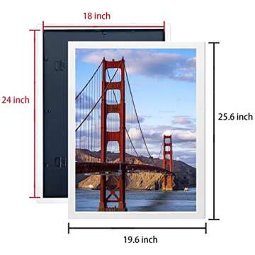 GooTPa Poster Frames 18x24 White Solid Wood Picture Frame 3 Pack, Wall Mounting Puzzle Photo Frame 1...