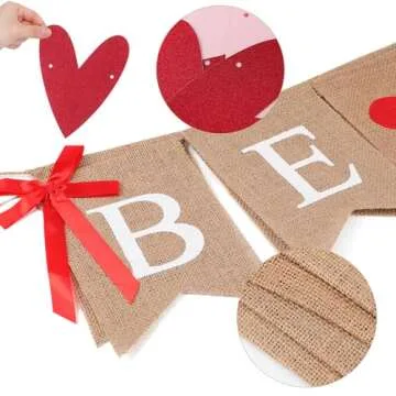 VitalCozy 3 Pcs Be My Galentine Banner Happy Galentines Day Decor Love Heart Burlap Banner Valentine's Day Hanging Garland Rustic for Home Glitter Heart Garland Party Decoration Supplies Girl Lady
