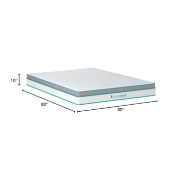 Linenspa 10 Inch Memory Foam and Spring Hybrid Mattress - Medium Feel - Bed in a Box - Quality Comfort and Adaptive Support - Breathable - Cooling - Perfect for a Guest Bedroom - Queen Size