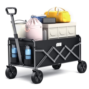 Collapsible Foldable Wagon, Foldig Wagon with Wheel Heavy Duty with 180lbs Weight Capacity Lightweig...