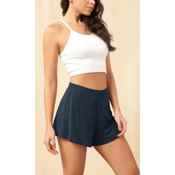 ODODOS 2-Pack Modal Soft Lounge Shorts for Women High Waist Casual Sleepwear Cozy Pajama Bottom, 3" Inseam, Black+Midnight, Medium