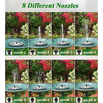 ZOLOCHEL Solar Fountain Pump with 8 Adjustable Nozzles