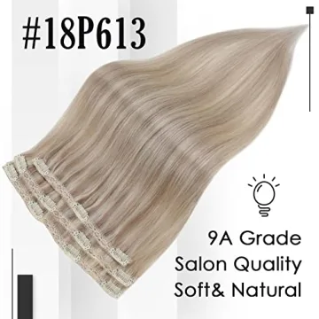 Full Shine Blonde Human Hair Clip-In Extensions 18 Inch