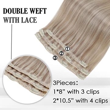 Full Shine Blonde Human Hair Clip-In Extensions 18 Inch