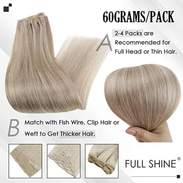 Full Shine Blonde Human Hair Clip-In Extensions 18 Inch
