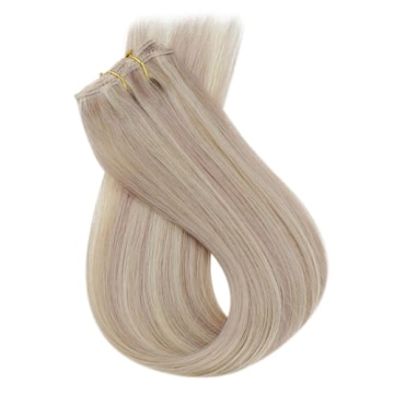 Full Shine Blonde Human Hair Clip-In Extensions 18 Inch