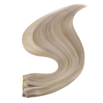 Full Shine Blonde Human Hair Clip-In Extensions 18 Inch