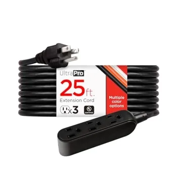UltraPro 25 Ft Outdoor Extension Cord - Heavy Duty 3 Outlet Power Strip